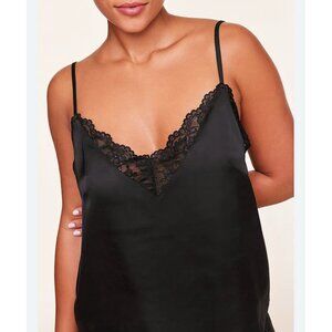 Victoria's Secret Satin Black Camisole Tank Lingerie Lace Goth Sexy Sz L Nightly
